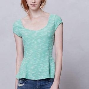 Anthropologie Medium Postmark Mint Peplum Top